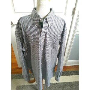 NEW Paul Frederick   2-Ply Cotton Dobby  Shirt Black & Green  Check 17 1/2 / 38